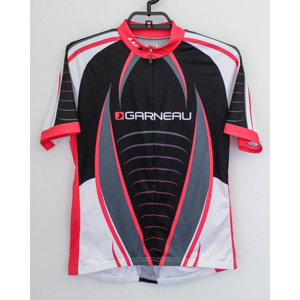Louis Garneau Cycling Jersey Women XL Red Black Short Sleeve 1/2 Zip Top Pockets